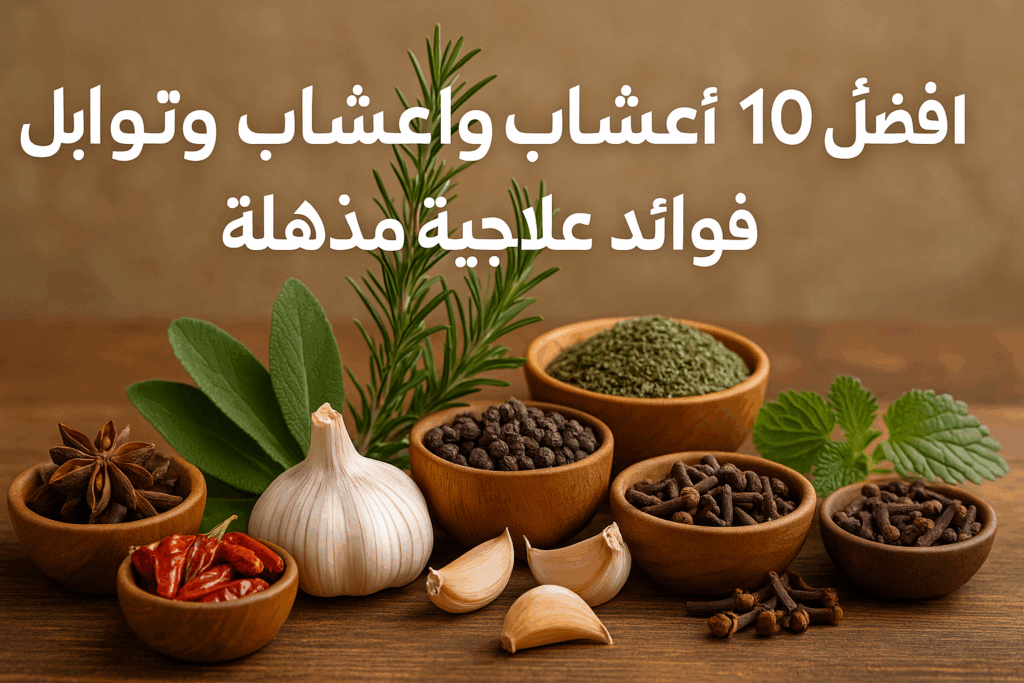 مجموعة من الأعشاب والتوابل الطبيعية
